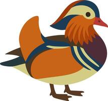 Bold stylized mandarin duck in rich colors for art and kids content vector