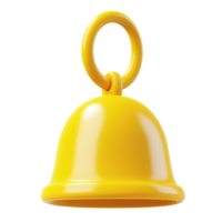 Yellow 3D Notification Bell with Glossy Surface Isolated on Transparent Background png