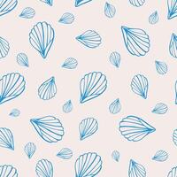 Seashell doodle seamless pattern in line art vector