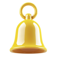 Yellow 3D Bell Icon Illustration with Smooth Glossy Finish. Notification and Alert Isolated on Transparent Background png