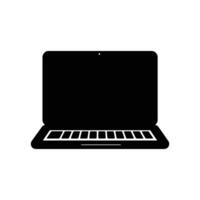 Black And White Silhouette Image Of A Notebook Computer vector