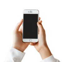 Person displaying smartphone with empty screen png
