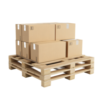 Organized stack of cartons placed on a pallet png