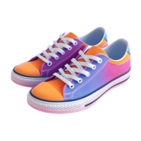 A pair of colorful sneakers with white laces transparent background png