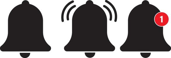 Notification bell icons for incoming inbox messages. ringing bell and notification number sign for alarm clock. New notification. Golden bell shakes to alert you, vector