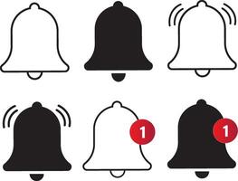 Warning notification bell icon in flat style. ringing bell and notification number sign illustration symbols. vector