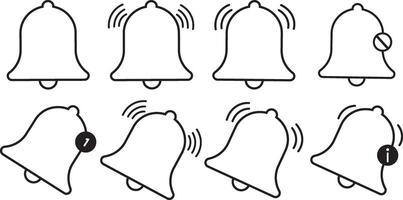 PNotification bell icon set. Notification app interface for chatting and messaging.rint vector