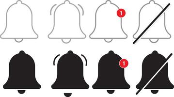 set off the Notification bell icon. Set of ringing bells with new notification. illustration. vector