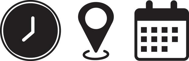 Time, date, and address icon set. Collection of icons for location. location pin symbol illustration, Linear outline. illustration sign vector