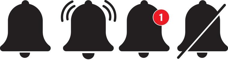 PrNotification bell icons for messages. ringing bell and notification number sign for alarm clock. New notificationint vector