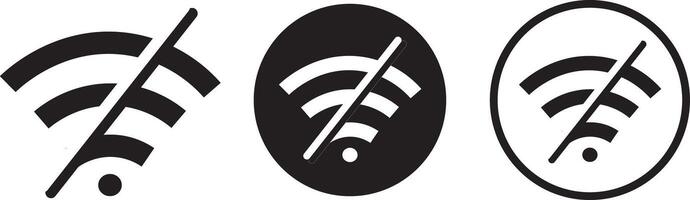 wireless no internet connection icon set. Wireless symbol collection. no wifi sign on white background symbol. vector