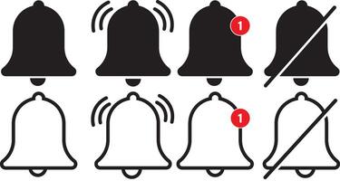 PriNotification bell, alert icon . ringing bell and notification number sign for alarm clock. New notificationnt vector
