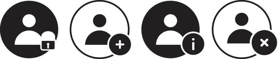 User profile login icon set. Contact silhouette. Profile social group line design. person sign and sign symbol vector
