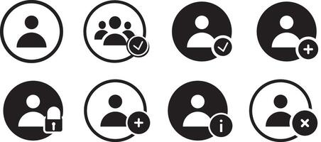 Set of profile vactor set,, user person icon, icon set, icons in a simple linear and solid style web illustration vector