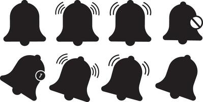 Bell reminder notification icon collection. Set of ringing bells with new notification. illustration. vector