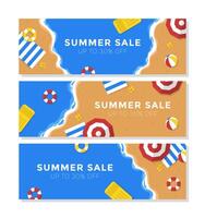 Isolated summer sale banner template collection with top view beach. Summer advertisement banner template set vector