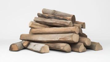 A pile of logs on a white background photo