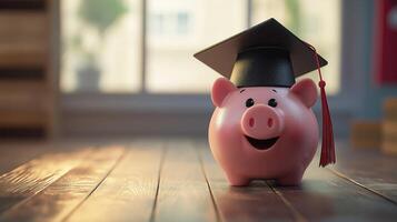 A piggy bank with a graduation cap on it photo