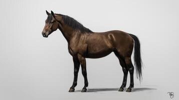A drawing of a horse standing on a white background photo