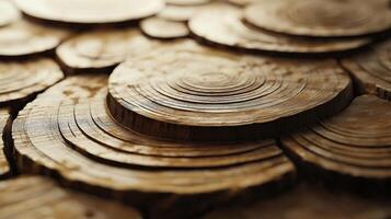 A close up of a pile of wood logs photo