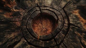 A close up of a tree stump with a hole in it photo