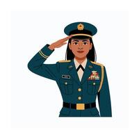 Saluting Female Officer in Military Uniform Illustration for Web Print and Social Media vector