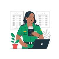 Immigration Officer Processing Passport and Documents at Airport vector