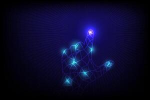 Human Hand Touching on Glowing point, digital futuristic technology communication concept vector