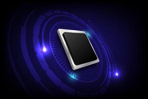 hi-tech technology microchip processor, information processing Concept vector