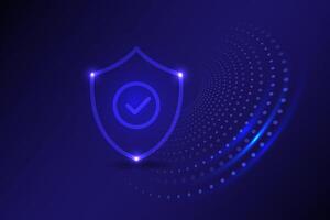 Cyber security Protection shield with Check mark icon, digital technology information privacy concept vector
