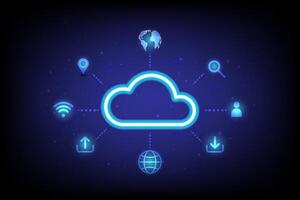 Cloud Computing technology data storage, data server connection concept vector