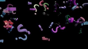 Colourful Question Marks 3D Rendering 4K video