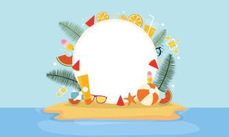 Summer vacation frame with beach and palm trees illustration vector