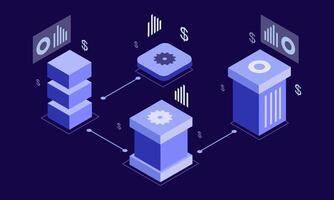 Connected Business Devices in Isometric 3D View vector