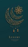 Elegant Crescent Moon Design with Islamic Floral Patterns vector