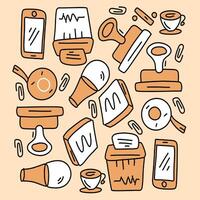 Office Supplies Items Pattern With Speech Bubble vector