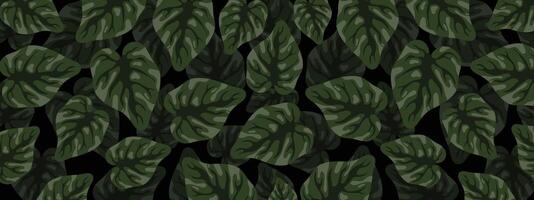 Repeating Jungle Leaf Pattern for Tropical Background Use vector