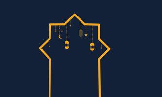 Golden Mosque Outline with Dark Background vector