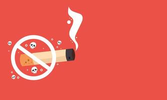a cigarette with skulls and a no smoking sign vector