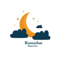 Ramadan Kareem Crescent on Cloud vector