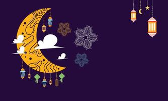 Islamic Moon and Lantern Pattern vector