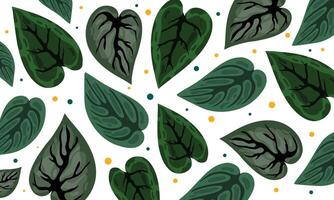 Monstera and Caladium Leaf Pattern vector