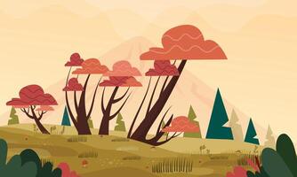 Red Forest Landscape in Autumn vector