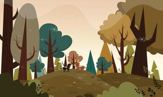 Deep Forest Landscape with Hills and Trees vector