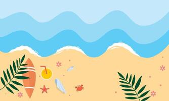 Sunset Summer Beach Background with Silhouettes vector
