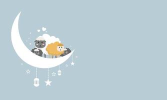 Sleepy Sheep on the Moon vector