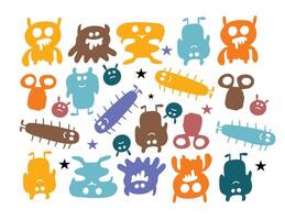 Multicolored monsters with round playful designs vector