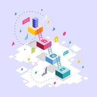 Isometric Laptop and Charts for Business Analytics vector