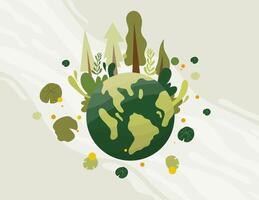 Forest Covered Globe Representing Natural World Unity vector