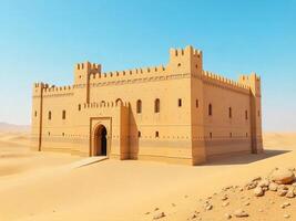 Sandstone Castle in Desert Landscape Under Blue Sky Creates Peaceful Scene photo
